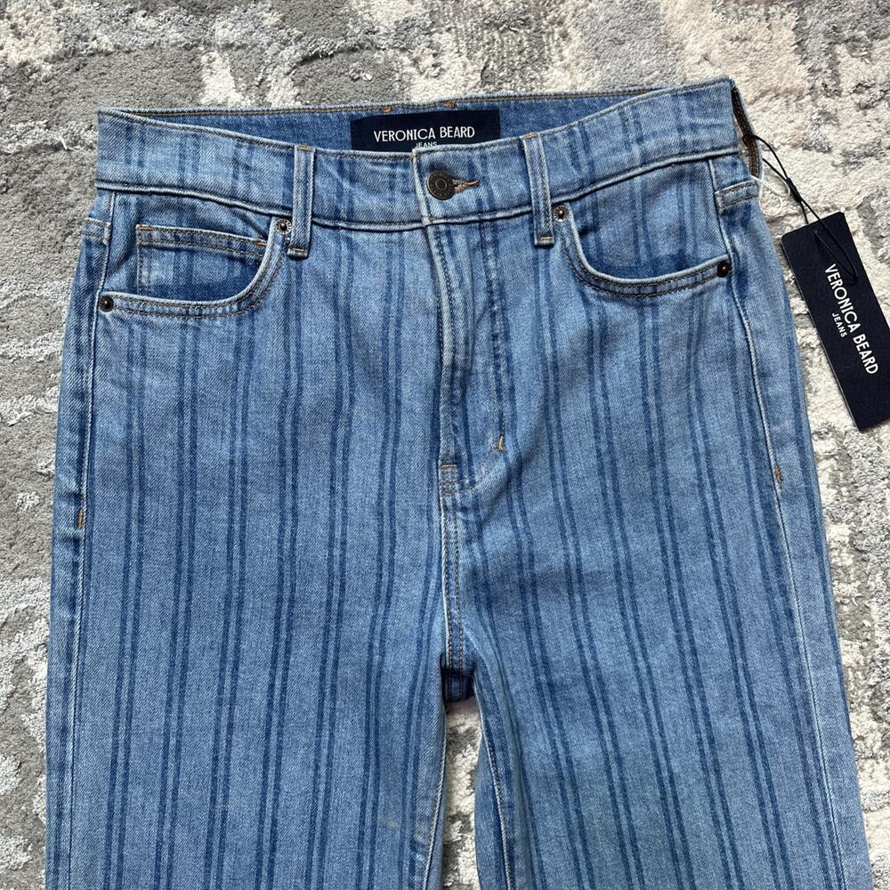 NWT Veronica Beard Blue Striped Flare Jeans - Picture 3 of 12